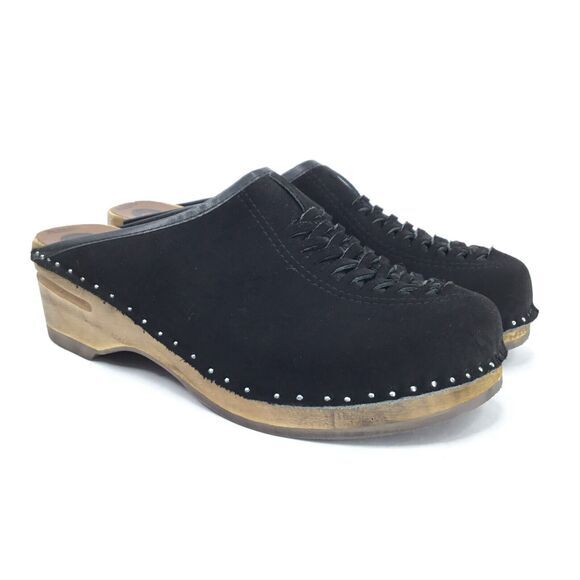 Troentorp Shoes - Troentorp Swedish Clogs Women 12 Men 9 Wright Braided Black Nubuck Wooden Unisex